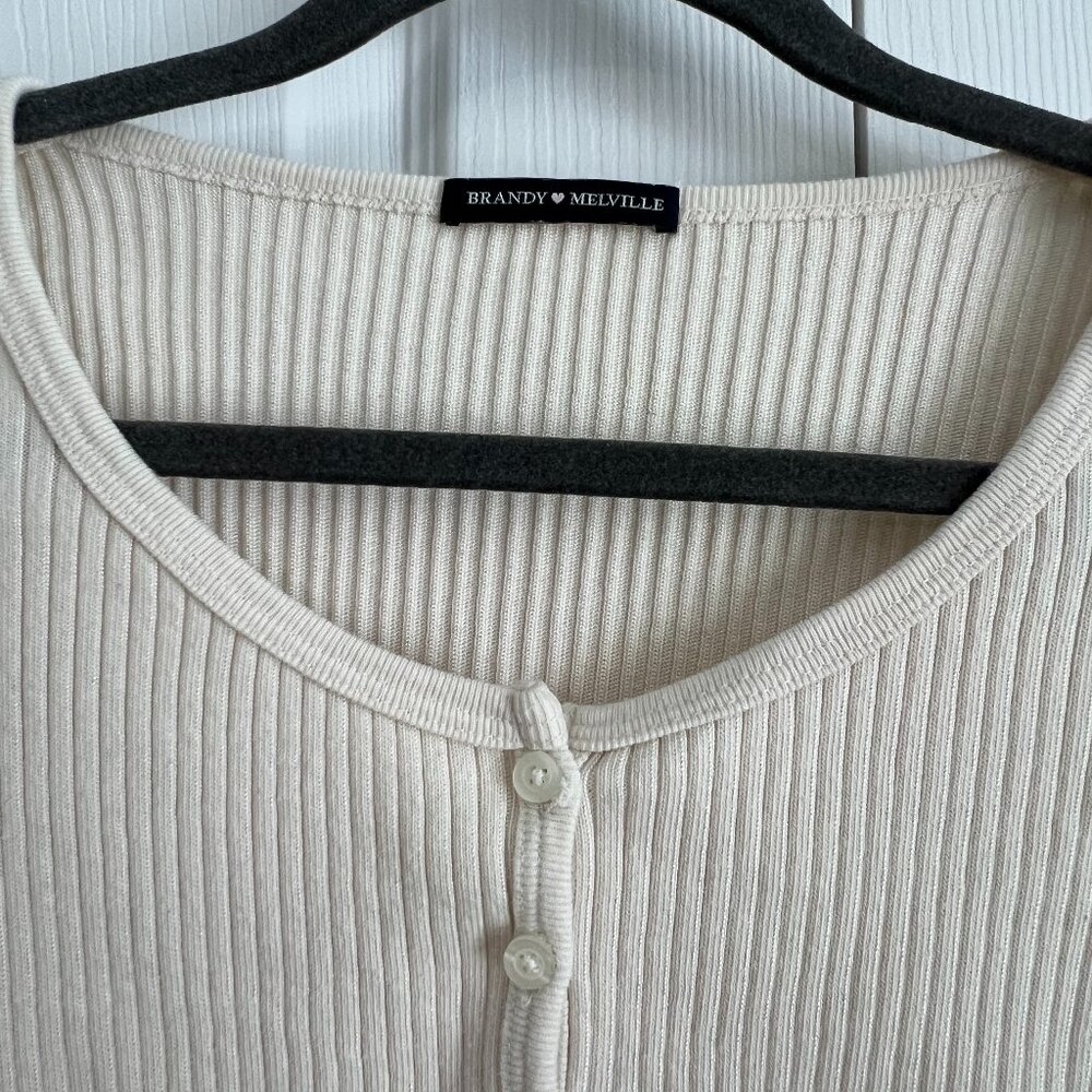 Brandy Melville Cream Cropped Cardigan Sweater
